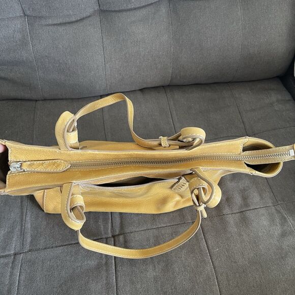 Frye Artisan Leather Melissa Tote Bag Shoulder Shopping Purse Mustard Brown - Picture 14 of 16